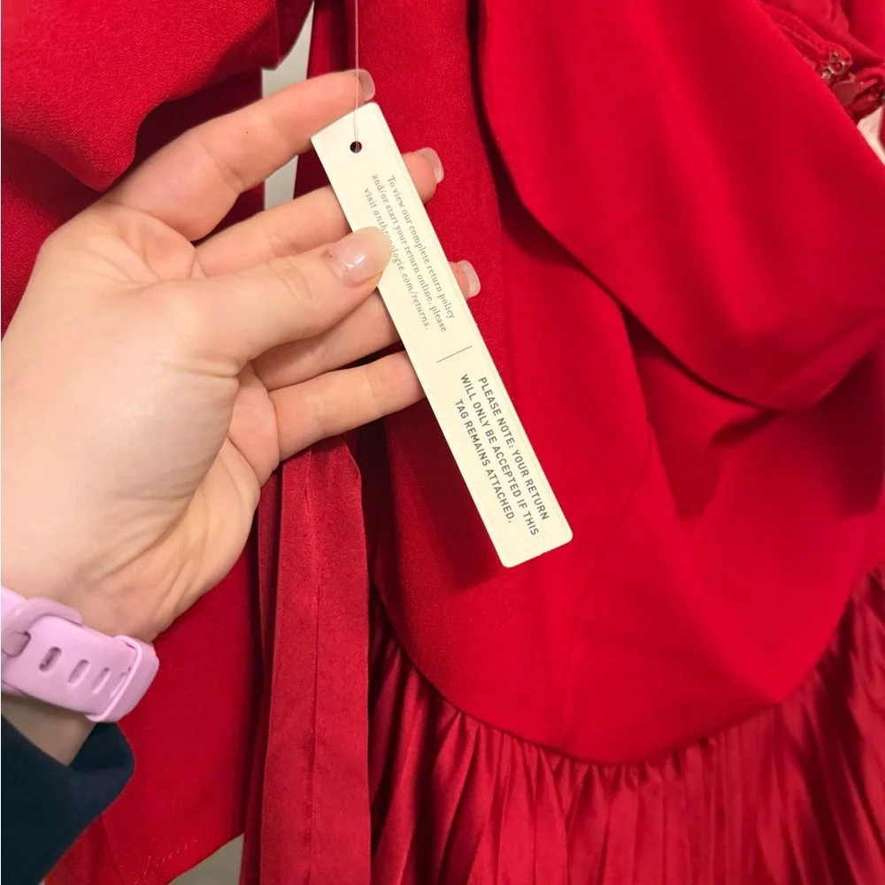 NWT Hutch Wedding Guest Dress Women's Long Sleeve Off-Shoulder Dress in Red - Picture 10 of 13